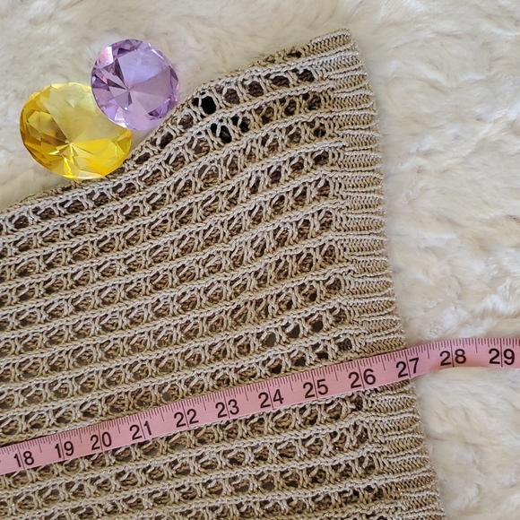 THE LIMITED Beige tan open knit sleeveless tank top silver metallic Medium - Picture 6 of 7